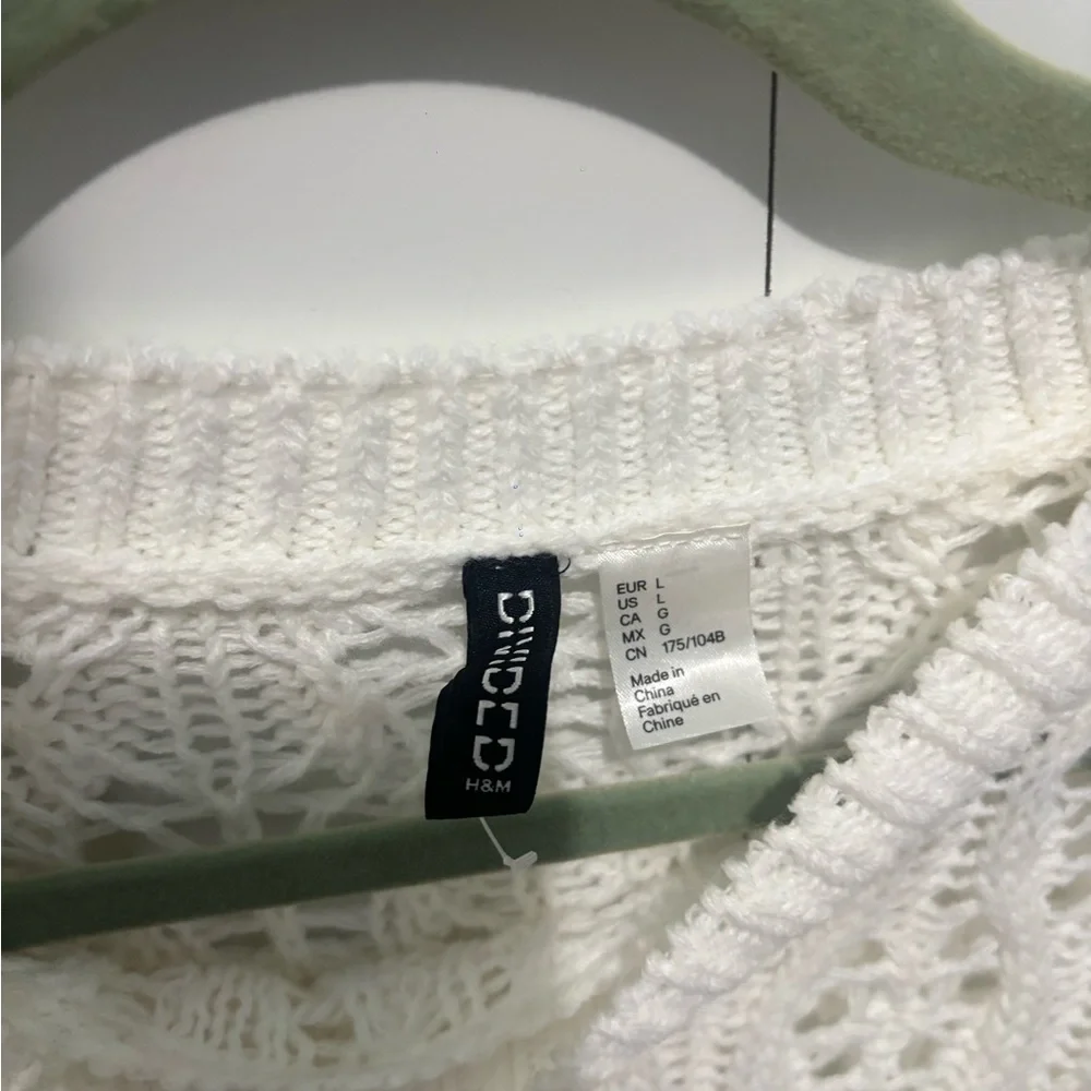 H&M Cream Crochet Open-Knit Sweater Top